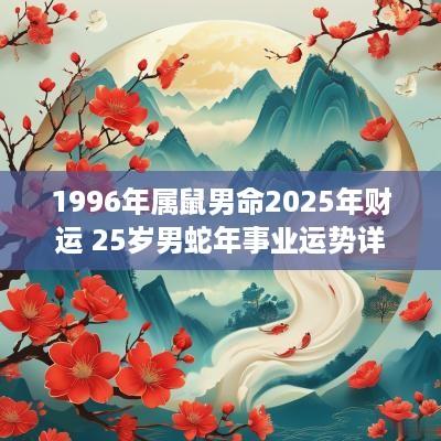 1996年属鼠男命2025年财运 25岁男蛇年事业运势详解