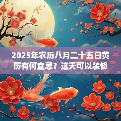 2025年农历八月二十五日黄历有何宜忌？这天可以装修吗？