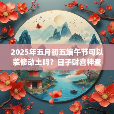 2025年五月初五端午节可以装修动土吗？日子财喜神查询？