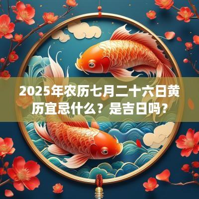 2025年农历七月二十六日黄历宜忌什么？是吉日吗？