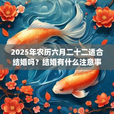 2025年农历六月二十二适合结婚吗?结婚有什么注意事项? 2025年农历六月二十二适合结婚吗?结婚有什么注意事项?