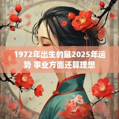 1972年出生的鼠2025年运势 事业方面还算理想