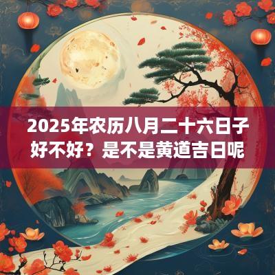 2025年农历八月二十六日子好不好？是不是黄道吉日呢？