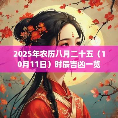2025年农历八月二十五（10月11日）时辰吉凶一览