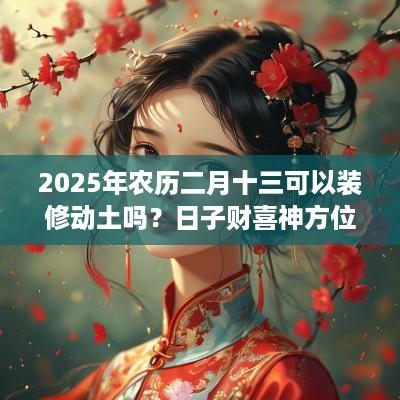 2025年农历二月十三可以装修动土吗？日子财喜神方位？