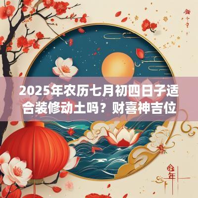 2025年农历七月初四日子适合装修动土吗？财喜神吉位在哪？