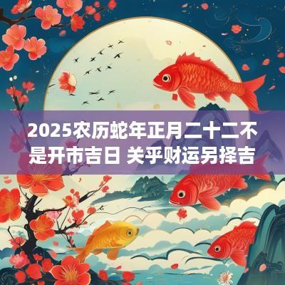 2025农历蛇年正月二十二不是开市吉日 关乎财运另择吉日