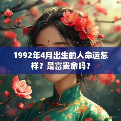 1992年4月出生的人命运怎样？是富贵命吗？