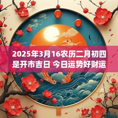 2025年3月16农历二月初四是开市吉日 今日运势好财运旺