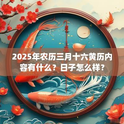 2025年农历三月十六黄历内容有什么？日子怎么样？