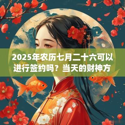 2025年农历七月二十六可以进行签约吗？当天的财神方位向哪？