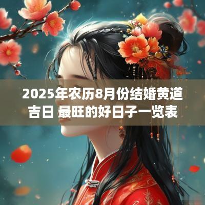 2025年农历8月份结婚黄道吉日 最旺的好日子一览表