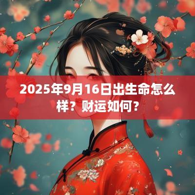 2025年9月16日出生命怎么样？财运如何？