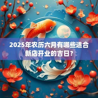 2025年农历六月有哪些适合新店开业的吉日？