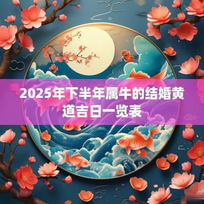 2025年下半年属牛的结婚黄道吉日一览表