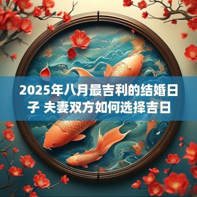 2025年八月最吉利的结婚日子 夫妻双方如何选择吉日