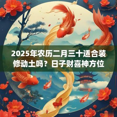 2025年农历二月三十适合装修动土吗？日子财喜神方位？