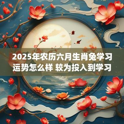 2025年农历六月生肖兔学习运势怎么样 较为投入到学习当中