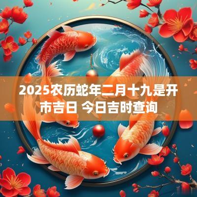 2025农历蛇年二月十九是开市吉日 今日吉时查询