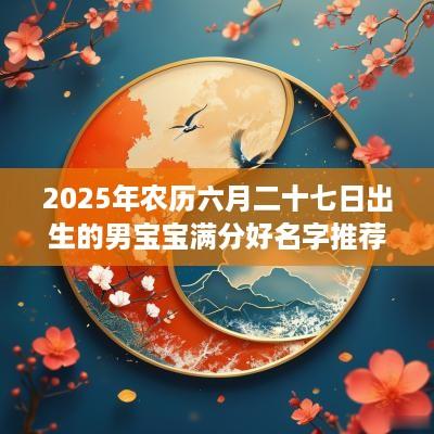 2025年农历六月二十七日出生的男宝宝满分好名字推荐大全