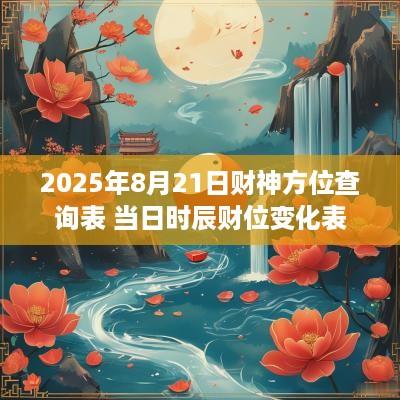 2025年8月21日财神方位查询表 当日时辰财位变化表