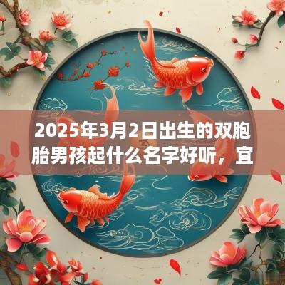 2025年3月2日出生的双胞胎男孩起什么名字好听，宜用什么字