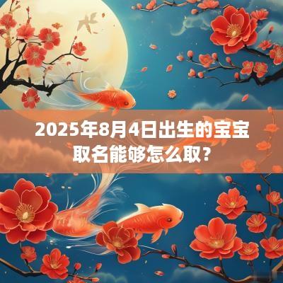 2025年8月4日出生的宝宝取名能够怎么取？