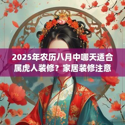 2025年农历八月中哪天适合属虎人装修？家居装修注意