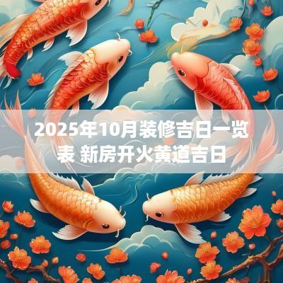 2025年10月装修吉日一览表 新房开火黄道吉日