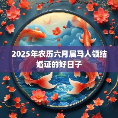 2025年农历六月属马人领结婚证的好日子
