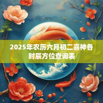 2025年农历六月初二喜神各时辰方位查询表
