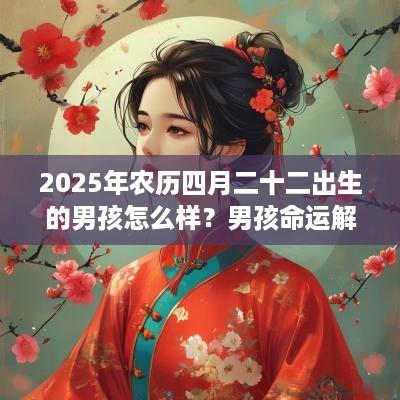 2025年农历四月二十二出生的男孩怎么样？男孩命运解析