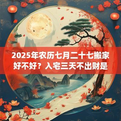 2025年农历七月二十七搬家好不好？入宅三天不出财是啥意思