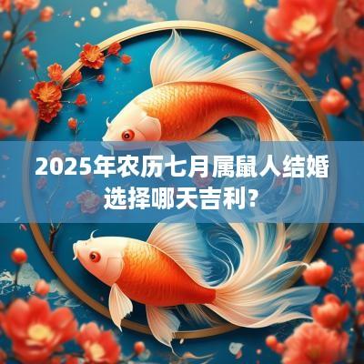 2025年农历七月属鼠人结婚选择哪天吉利？