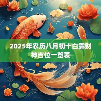 2025年农历八月初十白露财神吉位一览表